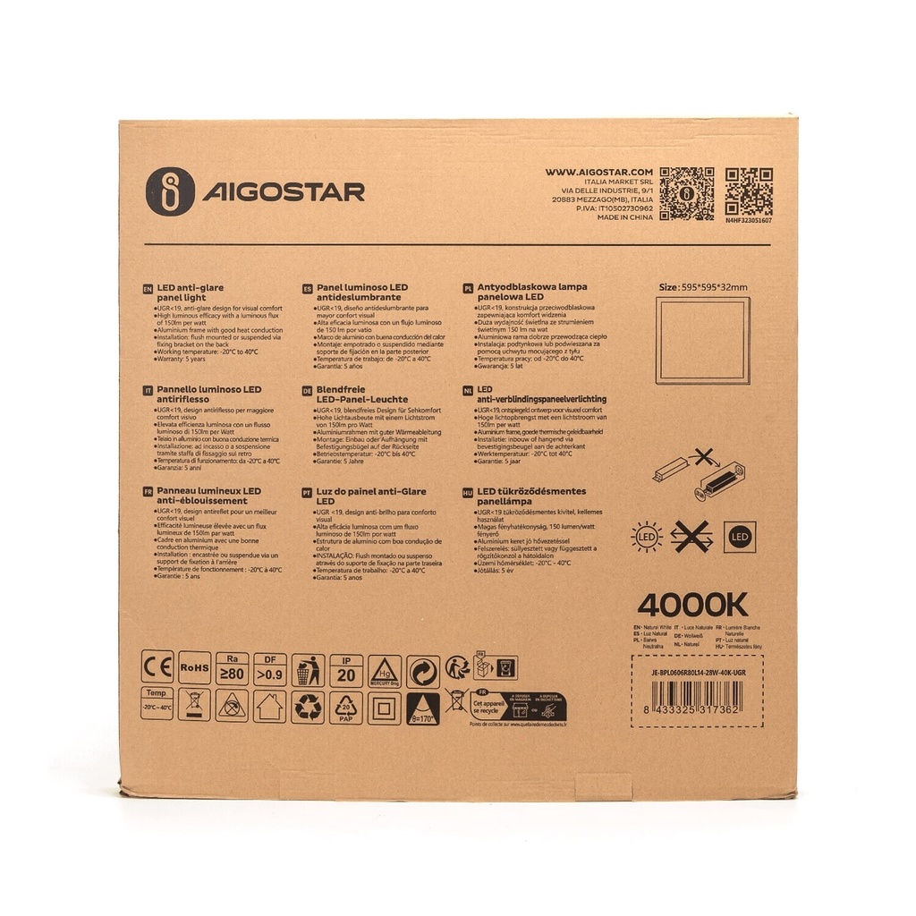 Backlit LED panel 60X60 6000K 28W UGR19 860 - Image 5